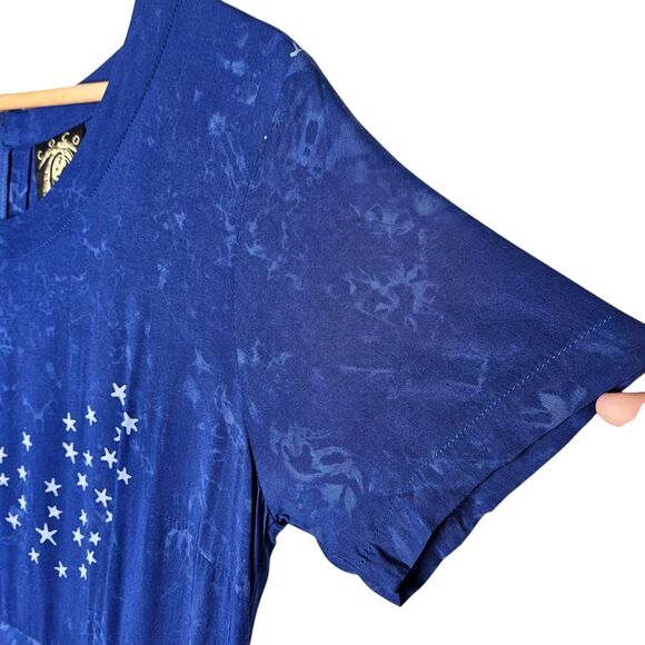 COCO INTERNATIONAL Maxi Dress Short Sleeve Stars Celestial M Whimsy Handmade - Picture 3 of 8